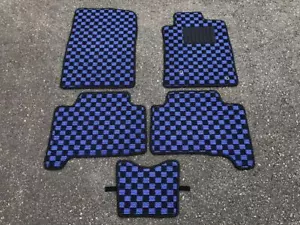 Toyota Hilux/Surf 210/215 Floor Mats Check Blue Made in Japan New (2002-2009) - Picture 1 of 4