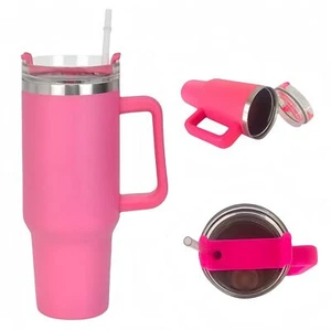 40oz Stainless Steel Vacuum Insulated Tumbler Travel Mug with Straw Handle Rose - Picture 1 of 8