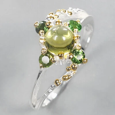  Gift Jewelry 925 Sterling Silver Ring Natural Peridot vintage style/ RVS370  - Image 1 of 4