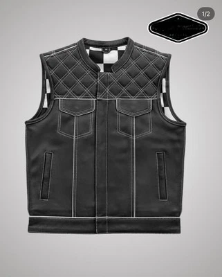 Men's Leather Vest Jacket cowhide leather | Bomber Style, Jackets for Mens - Image 1 of 3