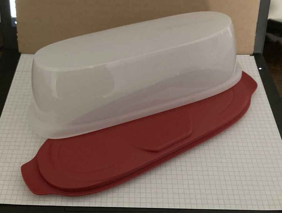 Tupperware Wurst-Theke / Wurstbehälter - rot/weiß - nagelneu - Bild 1 von 2