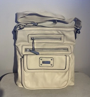 Tyler Rodan Smooth Faux Leather Cream Crossbody Bag - Image 1 of 4