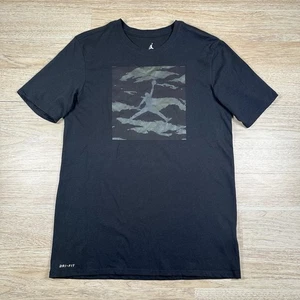 Camisa Nike Air Jordan Para Hombre Mediana Dri Fit Algodón Negra Manga Corta - Imagen 1 de 6