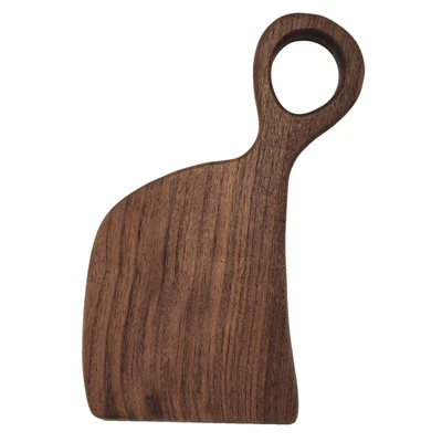 Tabla de cortar de nogal negro ~12" con mango de charcutería colgante suave moderna sin usar Foto 1 de 4