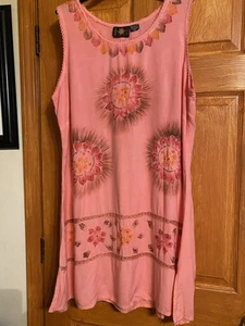 Raya Sun Sleeveless Fairy Sundress Embroidered, Size 2xl Vintage 90s Boho - Picture 1 of 6