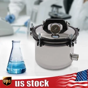 Dental Steam Autoclave Sterilizer Sterilization High Pressure 8L Stainless Steel - Picture 1 of 15