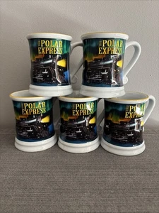 5er Set Polar Express Zug Keramik Warner Bro geprägt 3D Kaffeebecher Weihnachten - Bild 1 von 3