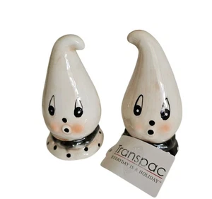 Johanna Parker Black & White Halloween Ghost Salt & Pepper Shakers Set of 2 - Picture 1 of 8