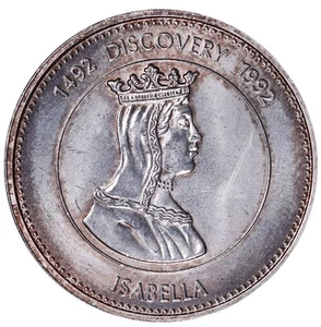RARO 1492-1992 Isabella Santa María 6,7 g .999 Plata Fina Redonda - Imagen 1 de 2