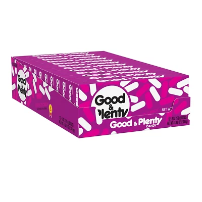 GOOD and PLENTY Licorice Fat Free, Candy Boxes, Vegetarian, 6 Oz (12 Count) - Image 1 of 4