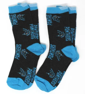 Carolina Panthers NFL FBF Logos Crew (2 Pair) Socks *Youth Kids Toddler 3-8 - Picture 1 of 4