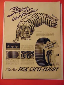 1941 FISK TIRES Safety Stripe a Tiger in Action vintage print ad - Picture 1 of 1