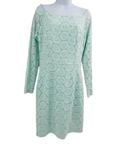 NIKIBIKI Women's Sequin Blue Green Floral Lace Dress Long Sleeve Back Zip L NWT - Picture 1 of 11