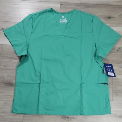 Adar Universal Unisex Scrub Top Surgical Green 2XL New 701 - Image 1 of 4