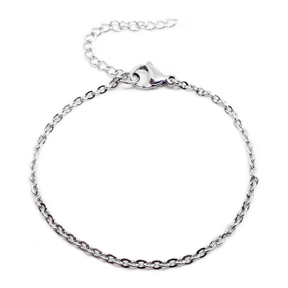 Bracciale a catena in ACCIAIO INOX argento Regolabile da Uomo Donna braccialetto - Immagine 1 di 4