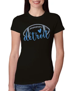 Fan Of City of Detroit Fútbol Azul Corazón Escritura Escritura Mujeres Junior Camiseta - Imagen 1 de 2