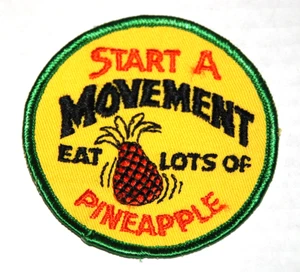 START A MOVEMENT Eat Lots of Pineapple Embroidered Sew on Patch 1970's NOS POOP - Bild 1 von 8