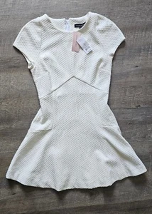 Banana Republic White Waffle Dress Size 4 Petite Large Casual Solid Textured NWT - Picture 1 of 6