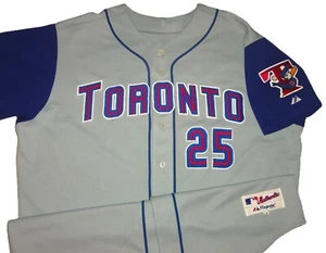 CAMISETA MAJESTUOSA DE COLECCIÓN AUTÉNTICA CARLOS DELGADO TORONTO BLUE JAYS MLB 56 COSIDA ¡RARA! - Imagen 1 de 4