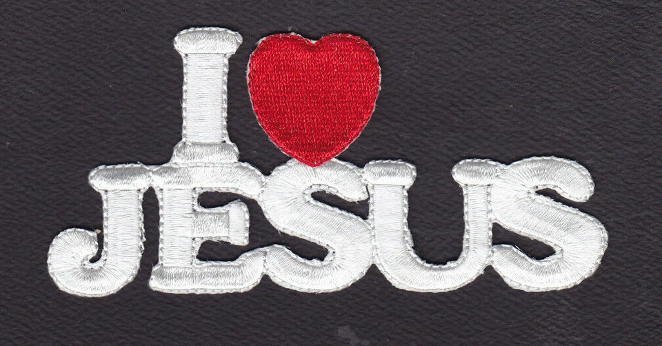 I LOVE HEART JESUS Iron On Patch Religious Christian - Image 1 of 1