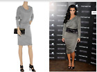 Kim K's Calvin Klein Collection $1.9K Gray Draped Seamed Jersey Dress 38IT/XS/S
