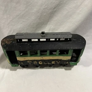 TROLLEY de hierro fundido vintage coche de calle 14 figura de juguete de metal pintado coleccionable B03 - Imagen 1 de 5