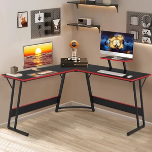 Gaming Desk Corner Computer Desk Large Desktop PC Table For Home Play Gaming - Picture 1 of 8