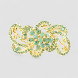 Exquisita pinza de pelo hecha a mano enchapada en oro de 24 quilates de plata de ley 925 verde esmeralda - Imagen 1 de 10
