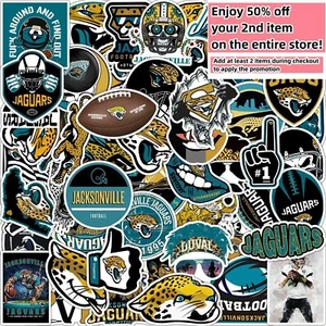 50 Stck. wasserdichte Vinyl Aufkleber Jacksonville Jaguars NFL Football Handy Gepäck - Bild 1 von 12