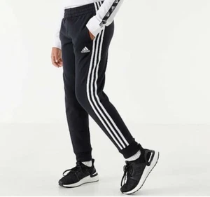 Adidas Boy's Black Cotton Fleece Jogger Pants [AK5587] Kids Joggers Athletic - Picture 1 of 2
