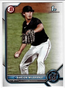 Karson Milbrandt Miami Marlins 2022 Bowman Draft 1st Bowman - Picture 1 of 3
