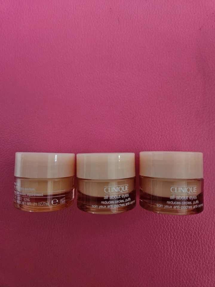 Lote de 3 Clinique All About Eyes reduce las inhalaciones circulares 7 ml 0,21 oz cada uno nuevo Foto 1 de 2