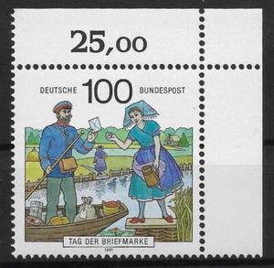 Bund 1991 ** Mi 1570 Tag der Briefmarke Eckrand Ecke Bogenecke oben rechts 01120 - Bild 1 von 1