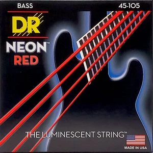 DR Strings HI-DEF NEON™ - RED coloured Bass Strings: Medium 45-105 - Picture 1 of 8