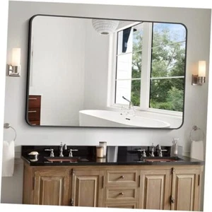 Bathroom Mirror, 36"x55" Black Rectangle Wall Mirror, 55"L x 36"W Black Frame - Picture 1 of 7