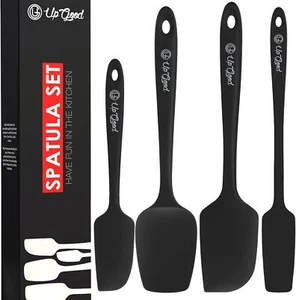 Black Silicone Spatula Set 4-Pack, High Heat Resistant Nonstick Kitchen Utensils - Picture 1 of 7