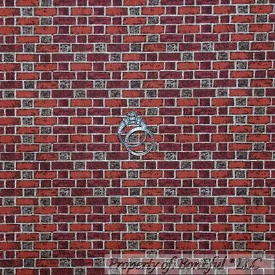 BonEful FABRIC FQ Cotton Quilt Red Clay Calico BRICK Stone Super Hero Doll House - Image 1 of 4