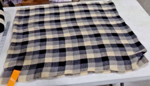 LOF 136556 CIRCULAR SCARF - black tan Check - ACRYLIC - New! 27" wide x 64" - Picture 1 of 6