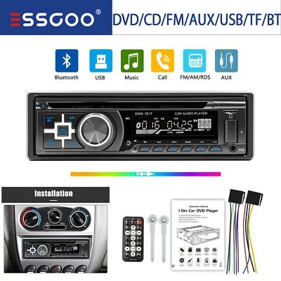 Autoradio 1DIN CD DVD MP3 Player mit Bluetooth USB Freisprech-Einrichtung AUX SD - Bild 1 von 4