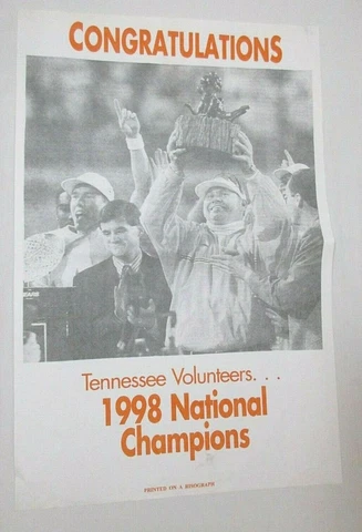 Vtg Tennessee Volunteers Phil Fulmer 1998 National Champions Risograph 17 x 11 Cover