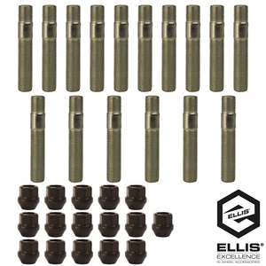 M14 x 1.5 Stud Conversion Kit for Alfa Romeo 16x 80mm Studs + Black Nuts - Foto 1 di 3