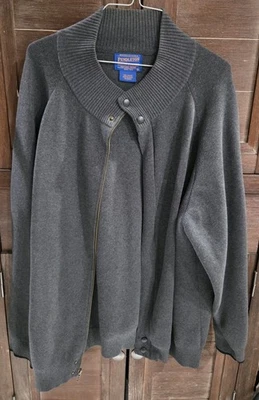 Pendleton Men's Zip-Up Cardigan Sweater 100% Wool Size Large Gray Long Sleeve - Image 1 of 3