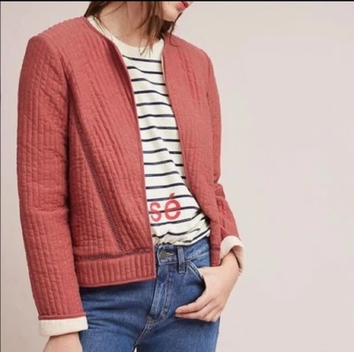 Jaqueta feminina Anthropologie Akemi + Kin rosa salmão acolchoada aberta tamanho XXS 2XS - Imagem 1 de 4