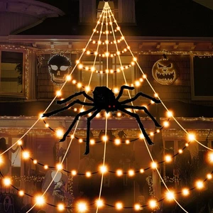 Decorazioni Halloween, Luci Ragnatela Giganti 19,6 Ft con 250 LED, Esterno... - Foto 1 di 7