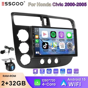 9" AHD+For Honda Civic 2000-2005 Android 15 Apple Carplay Car Radio Stereo MIC - Picture 1 of 12