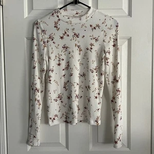 Abercrombie Kids Mädchen Henley gerippt Blumen Langarm Bluse Top Größe 15/16 - Bild 1 von 3