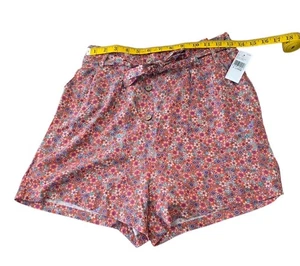 Beautees Girls Size 16 Pink Floral Orange Lined Rayon Shorts - Picture 1 of 7