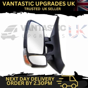 FITS NISSAN NV400, NEW PASSENGER, LEFT DOOR WING MIRROR, HEATED, INDICATOR BLACK - Picture 1 of 4