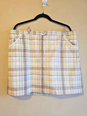 Falda de golf para mujer talla 16 amarilla/marrón Skort, forrada, cremallera frontal, Izod-pickleball Foto 1 de 4
