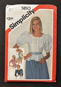 Vtg UC Simplicity 5850 Sew Pattern Feminine Cottagecore Puff Sleeve Blouse Sz 10 - Picture 1 of 2